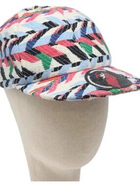 CHANEL Airline Cap Cotton Multicolor CC Auth BA2344